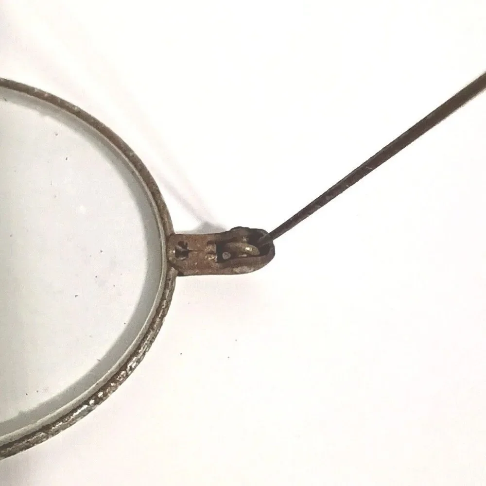 Antique Oval Wire Frame Reading Glasses Ear Hook Glass Lenses Vintage Spectacles